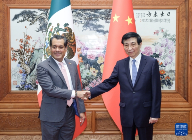 王滬寧會見墨西哥眾議長古鐵雷斯